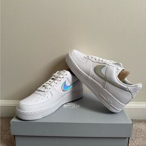 Nike White and Silver Sneakers Classic Design
